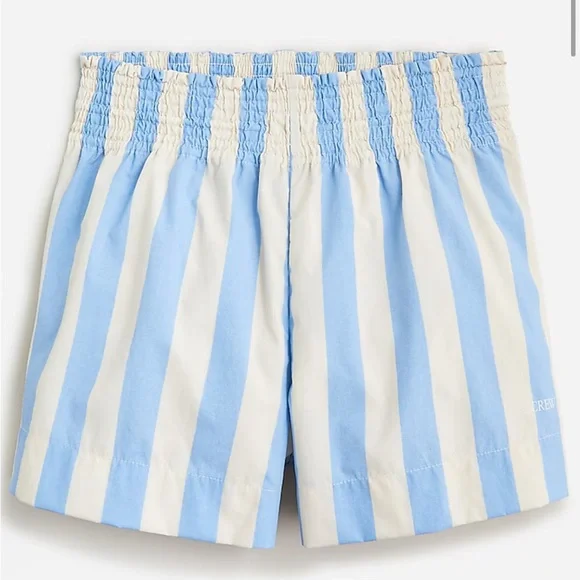 J. CREW Smocked Beach Short Striped Adjustable Waist - Picture 2 of 10